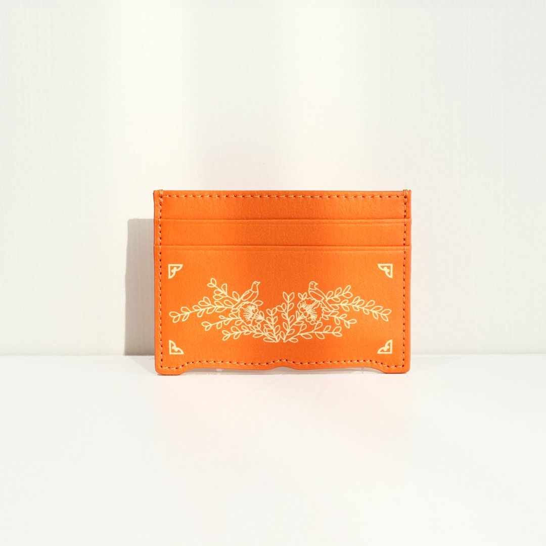 纯素环保韩纸皮革 菊花 韩国生日礼物 卡夹 橙 - 皮夹/钱包 - 其他材质 绿色