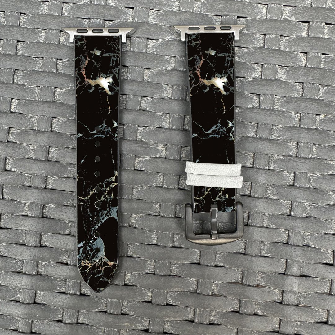 黑云石纹图案 Apple Watch 潮流真皮配硅胶表带 - cr235 - 表带 - 硅胶 多色