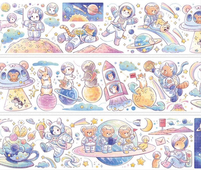 太空漫游 PET 纸胶带 镭射银 - 贴纸 - 其他材质 多色