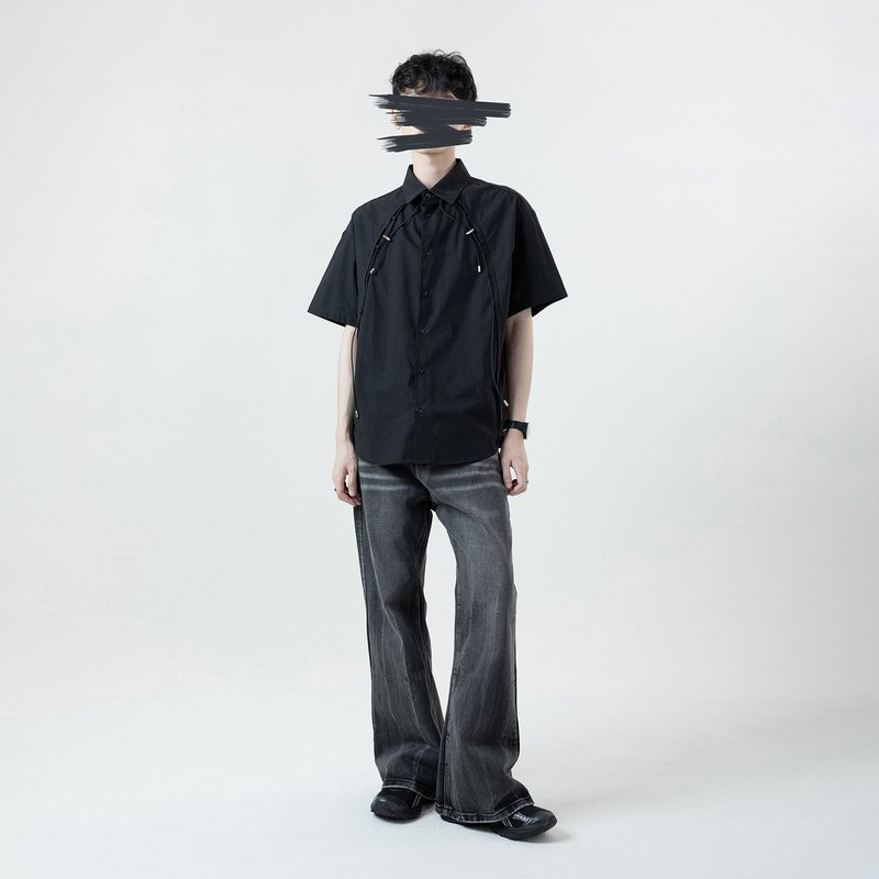 仿旧牛仔小喇叭裤 - 男士长裤 - 棉．麻 灰色