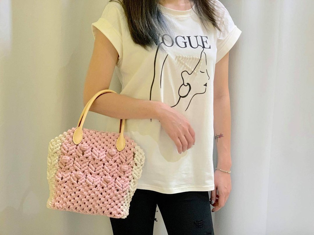 造型波士顿手提编织包【Macrame Bag】 - 手提包/手提袋 - 棉 