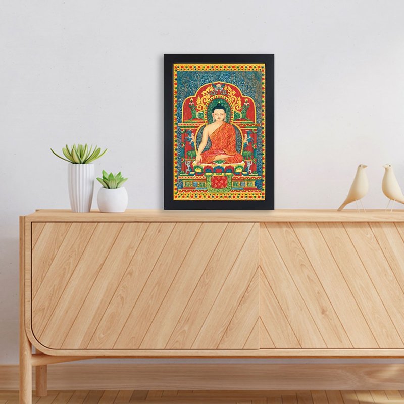 【释迦摩尼佛】传悦/含框/博物馆级艺术微喷/复制画 - 海报/装饰画/版画 - 纸 红色