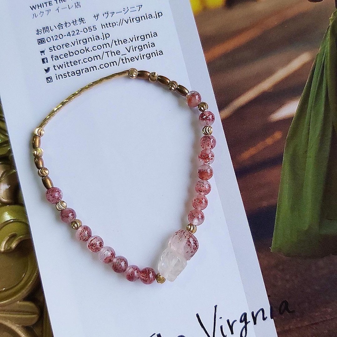 心忱-红超七 超七金草莓 貔貅 黄铜手环水晶 - 手链/手环 - 水晶 红色