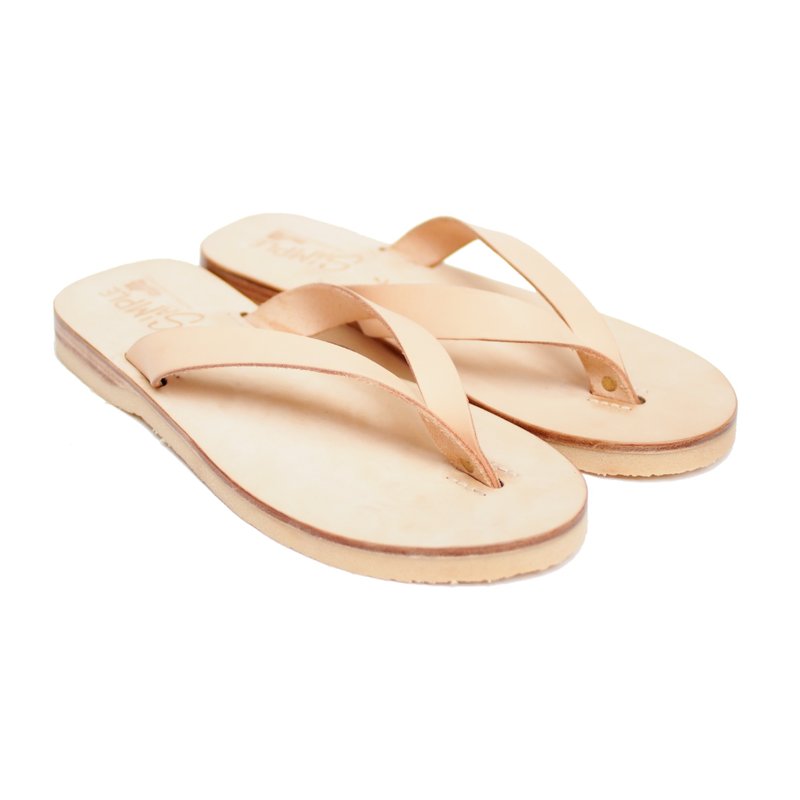 【SS Sandals】 NAHA 那霸 植鞣皮夹脚拖鞋 - 男女凉鞋 - 真皮 卡其色