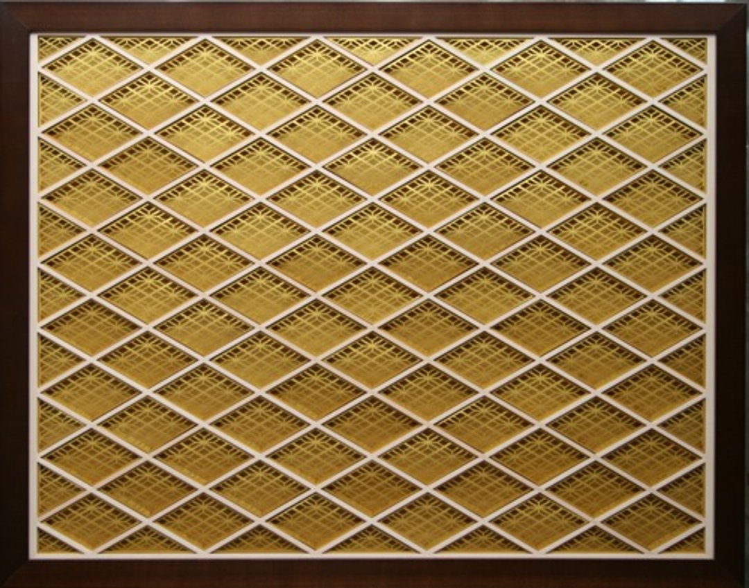 Kumiko Art Panel <Komon Miewaribishi / Gold> - 墙贴/壁贴 - 木头 