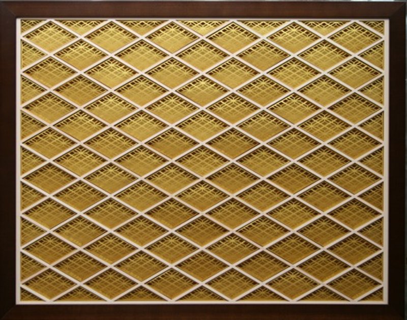 Kumiko Art Panel <Komon Miewaribishi / Gold> - 墙贴/壁贴 - 木头 