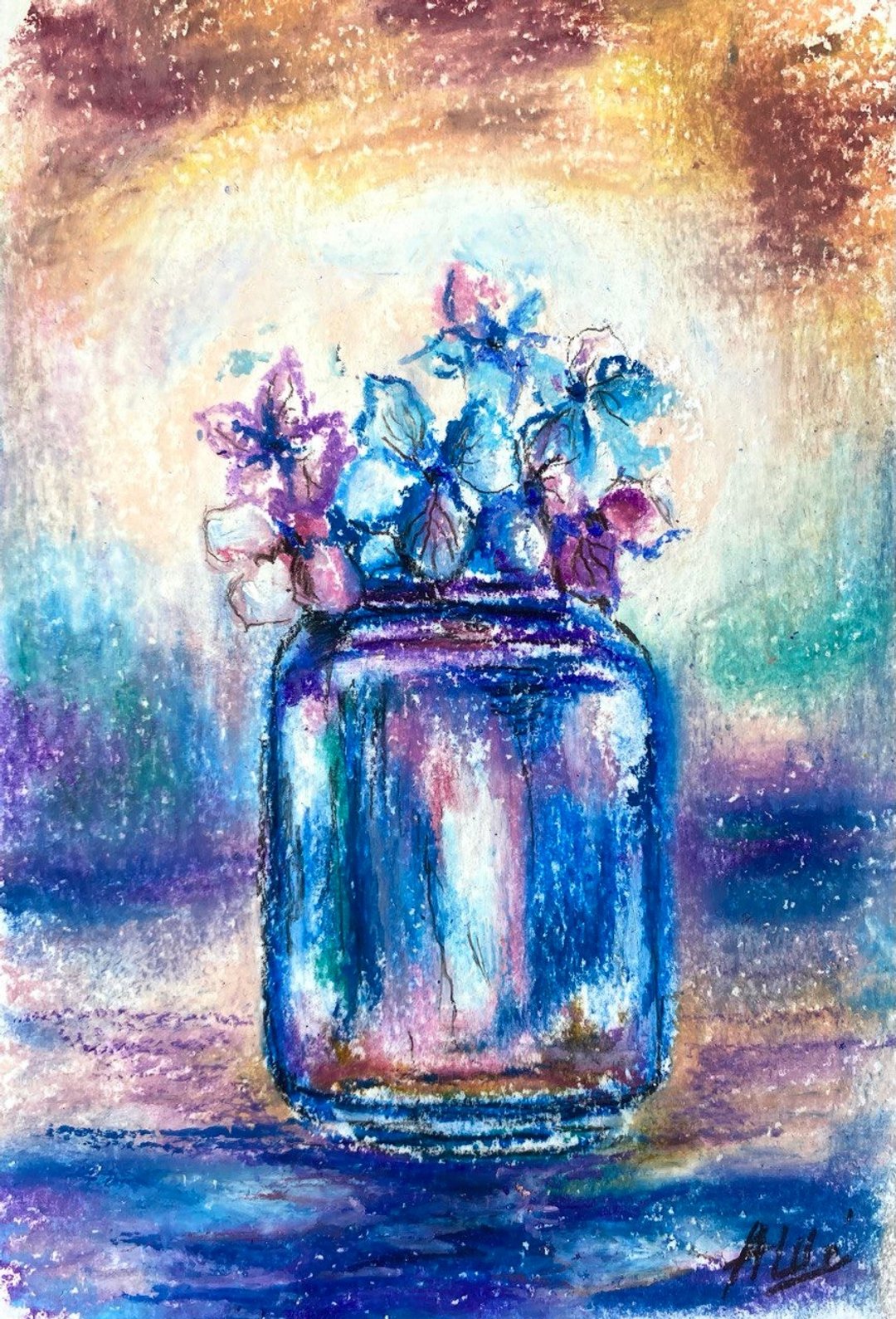 紫罗兰绘画 油画棒绘画 花卉静物画 - 海报/装饰画/版画 - 其他材质 多色