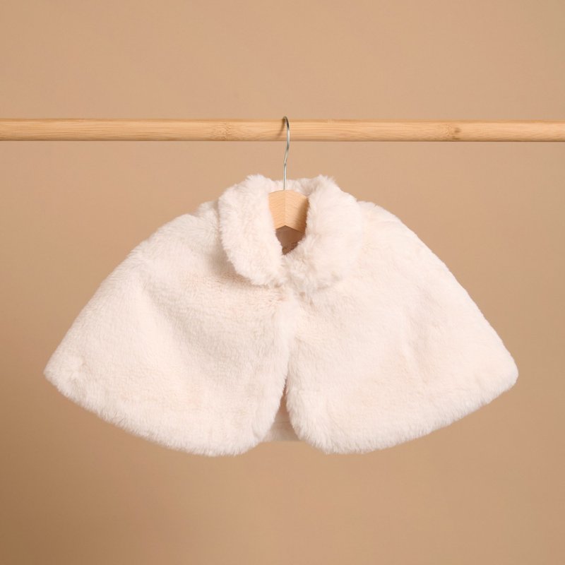 澳洲Purebaby有机棉 毛绒保暖斗篷/披风外套 纯白 - 童装外套 - 聚酯纤维 