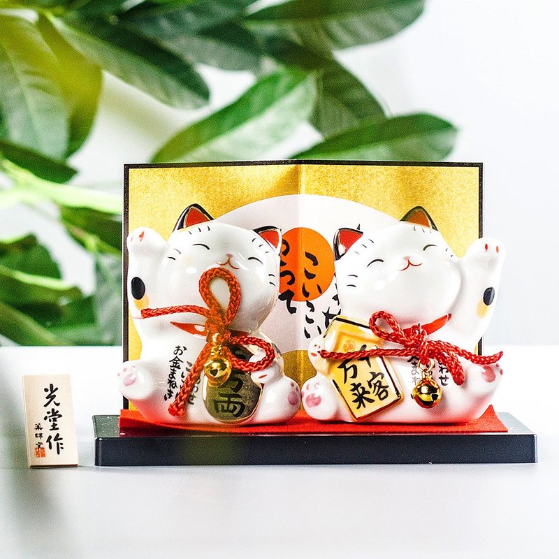 日本药师窑彩绘财源广进客似云来招财猫摆件生日开业乔迁送礼物 - 摆饰 - 陶 