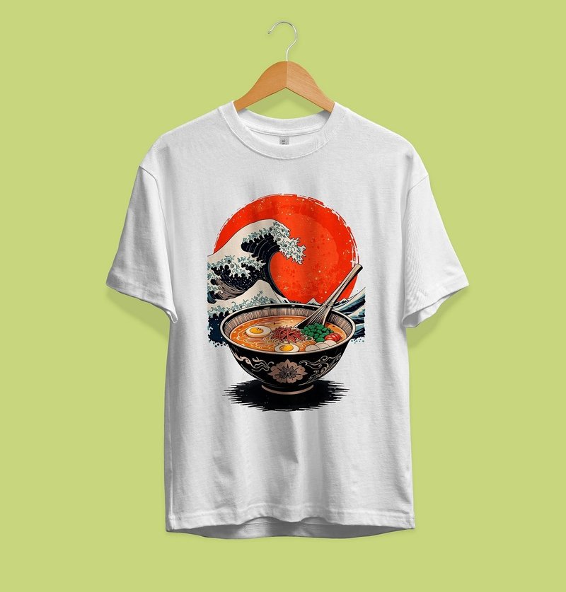 日式拉面与《神奈川冲浪里》100% 纯棉男女同款 T 恤 - 男装衬衫 - 棉．麻 多色