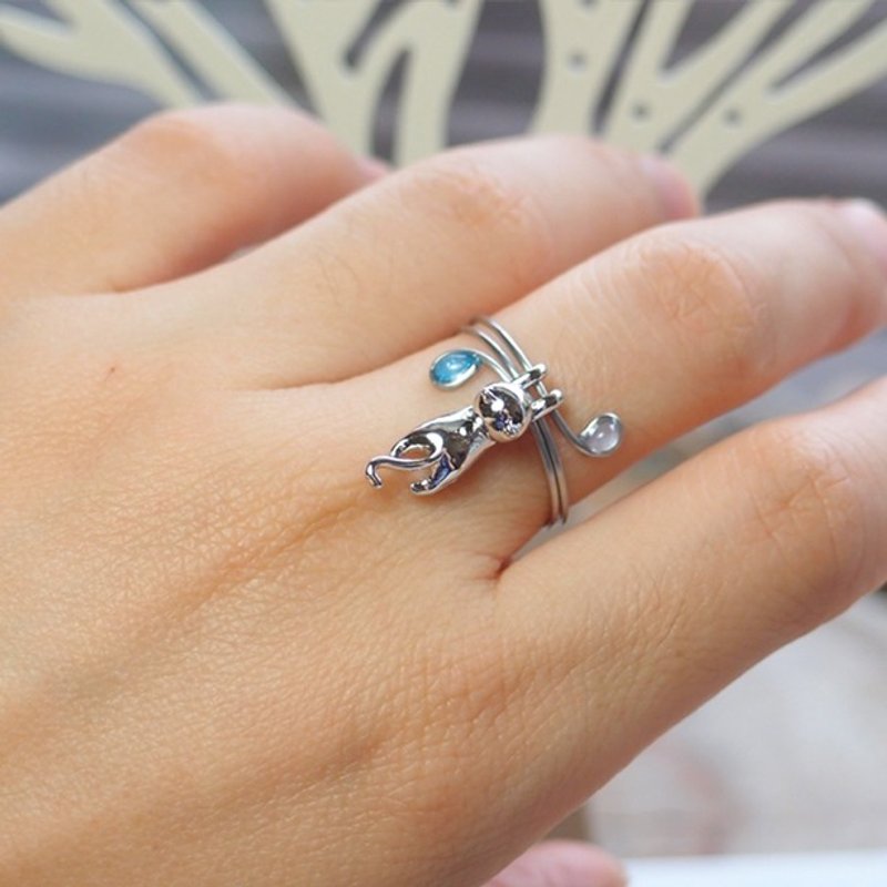 Fox Garden 手作   疗愈系 猫咪手工绕线戒指 / 想养一只猫 礼物 - 戒指 - 其他金属 