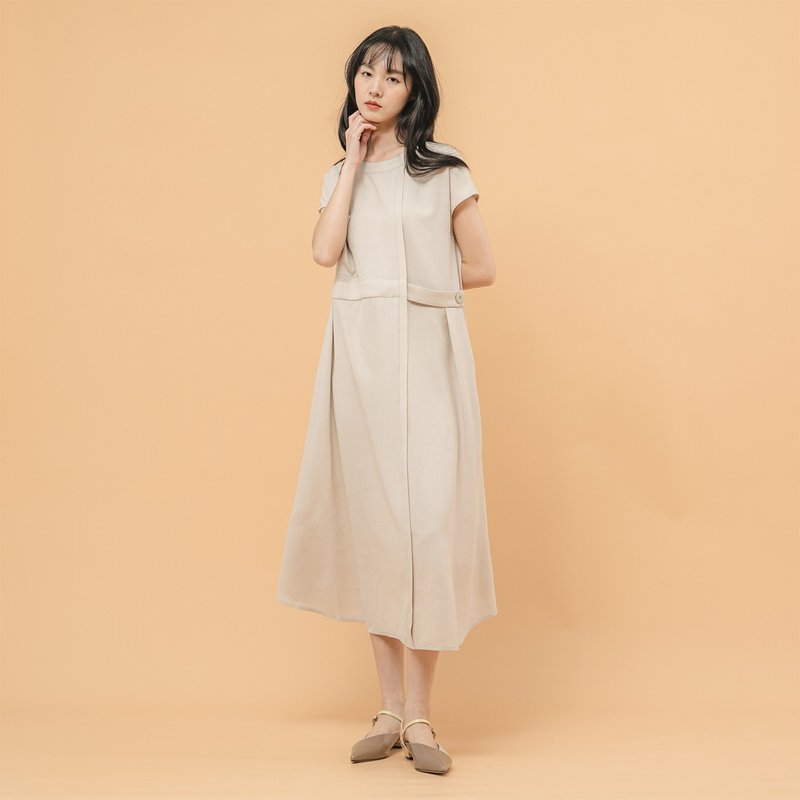 【经典原创】Reunion_重逢大口袋洋装_CLD011_卡其 - 洋装/连衣裙 - 聚酯纤维 卡其色