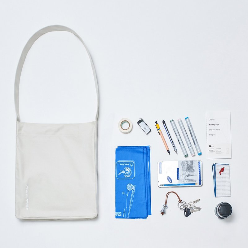 TED 爱上生活 - 浅胚色 斜背立体托特袋  by rin - 侧背包/斜挎包 - 棉．麻 卡其色