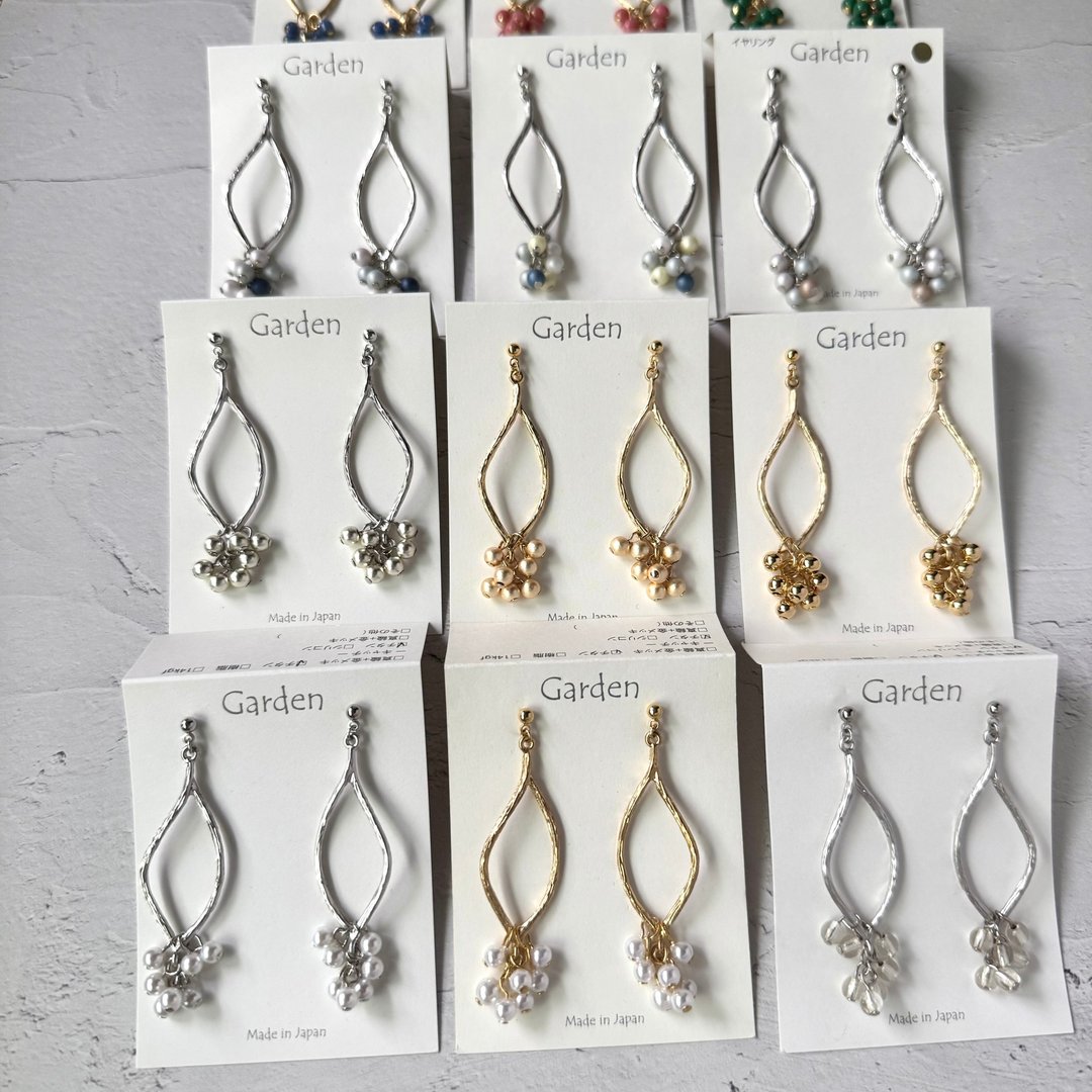 【SALE】12色 eda (树枝) - 耳环/耳夹 - 珍珠 金色