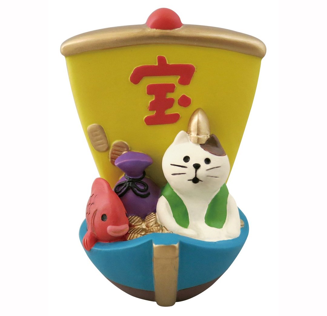 【日本Decole】2018狗年限量摆饰品concombre招财进宝三毛猫宝船-附有纸制金色屏风 - 摆饰 - 其他材质 多色