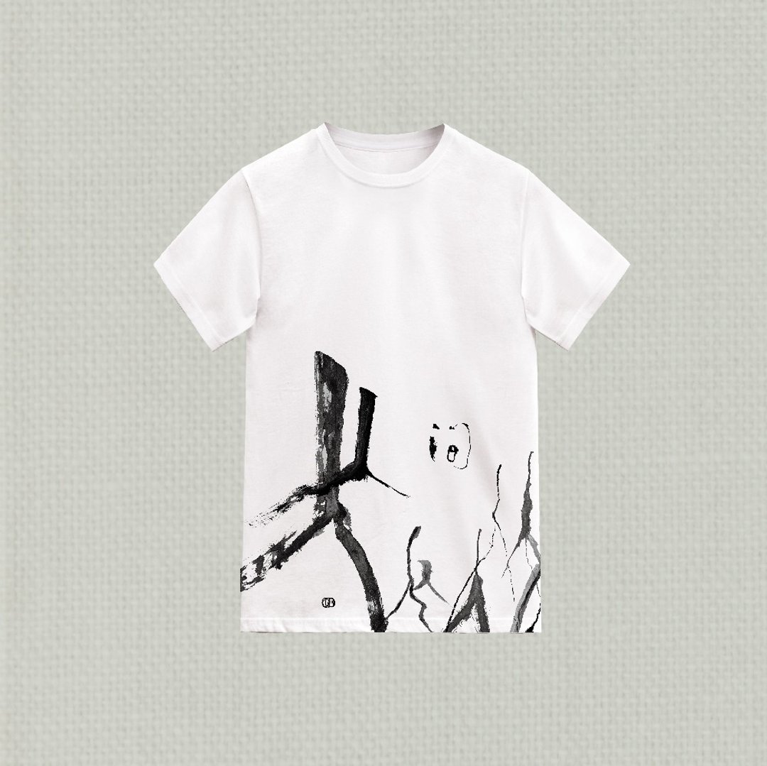 林夕笔风 | 全棉T-Shirt | 人间 | 01 | 白 | 台湾限定_限时限量 - 中性连帽卫衣/T 恤 - 棉．麻 白色