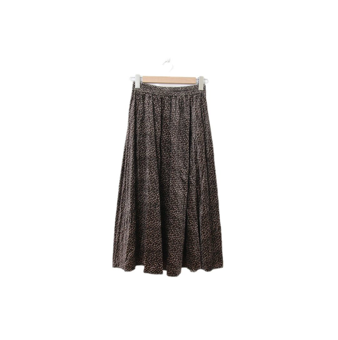 Back to Green-复古天鹅绒半身裙 碎花 ts-05//vintage skirt - 裙子 - 聚酯纤维 