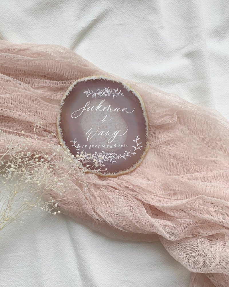 婚礼 手写英文书法玛瑙石 - 摆饰 - 宝石 