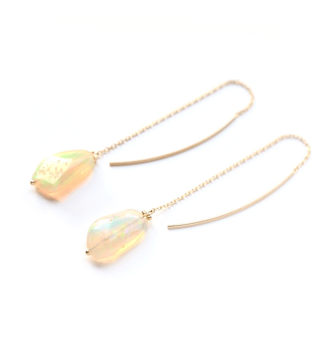 October Birthstone K10 Precious Opal (Tumble) Large American Pierce ~CRASPEDIA GLOBOSA~ - 耳环/耳夹 - 宝石 多色