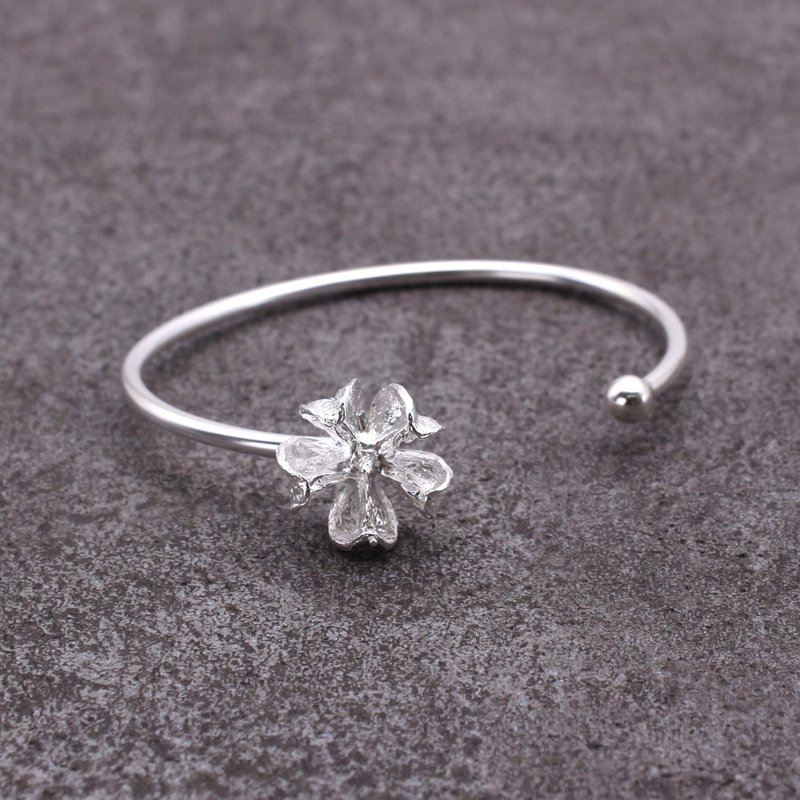 紫薇果实 纯银手环 18K镀金手环 开放式手环 二色 - 手链/手环 - 纯银 银色