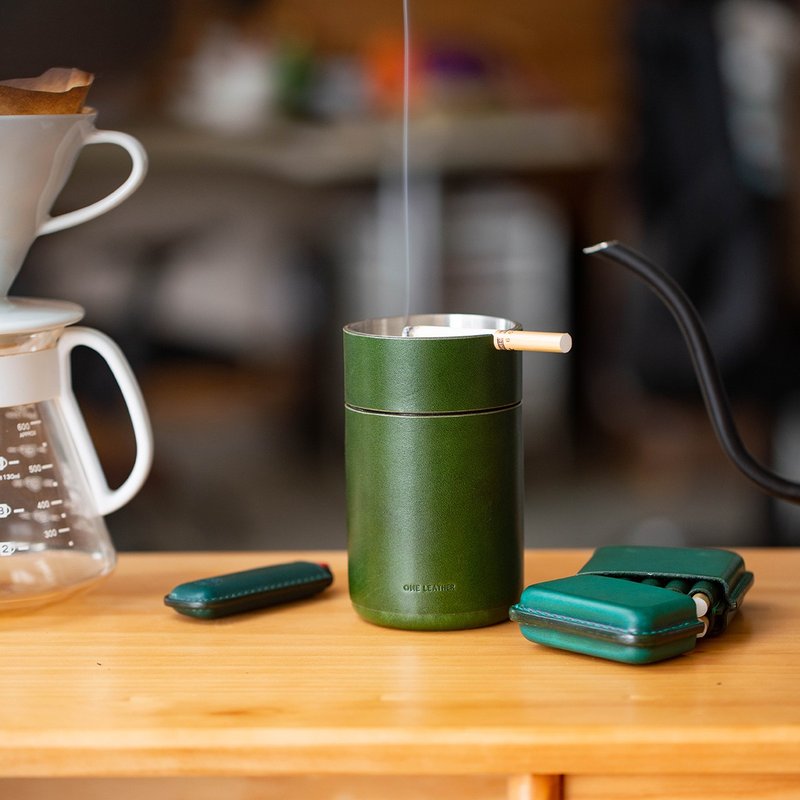 情人节礼盒one leather一皮 车载烟灰缸创意时尚植鞣牛皮家用商用 - 收纳用品 - 真皮 绿色