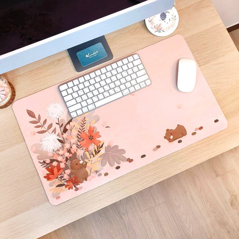 多用途 餐垫 桌垫 鼠标垫 - 暖橘熊熊 - 鼠标垫 - 其他人造纤维 粉红色