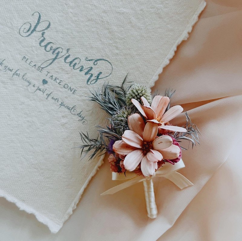 【可订制】干燥胸花(含胸针) - 胸花/手腕花 - 植物．花 粉红色