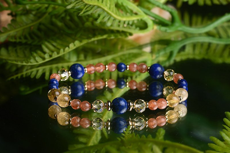 【神山晶礦】太陽神的庇護/青金石/黃水晶/太陽石/黃水晶 - 手链/手环 - 水晶 多色