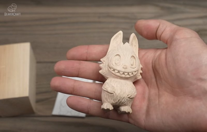 DIY 手作雕刻材料包-Labubu - 零件/散装材料/工具 - 木头 咖啡色