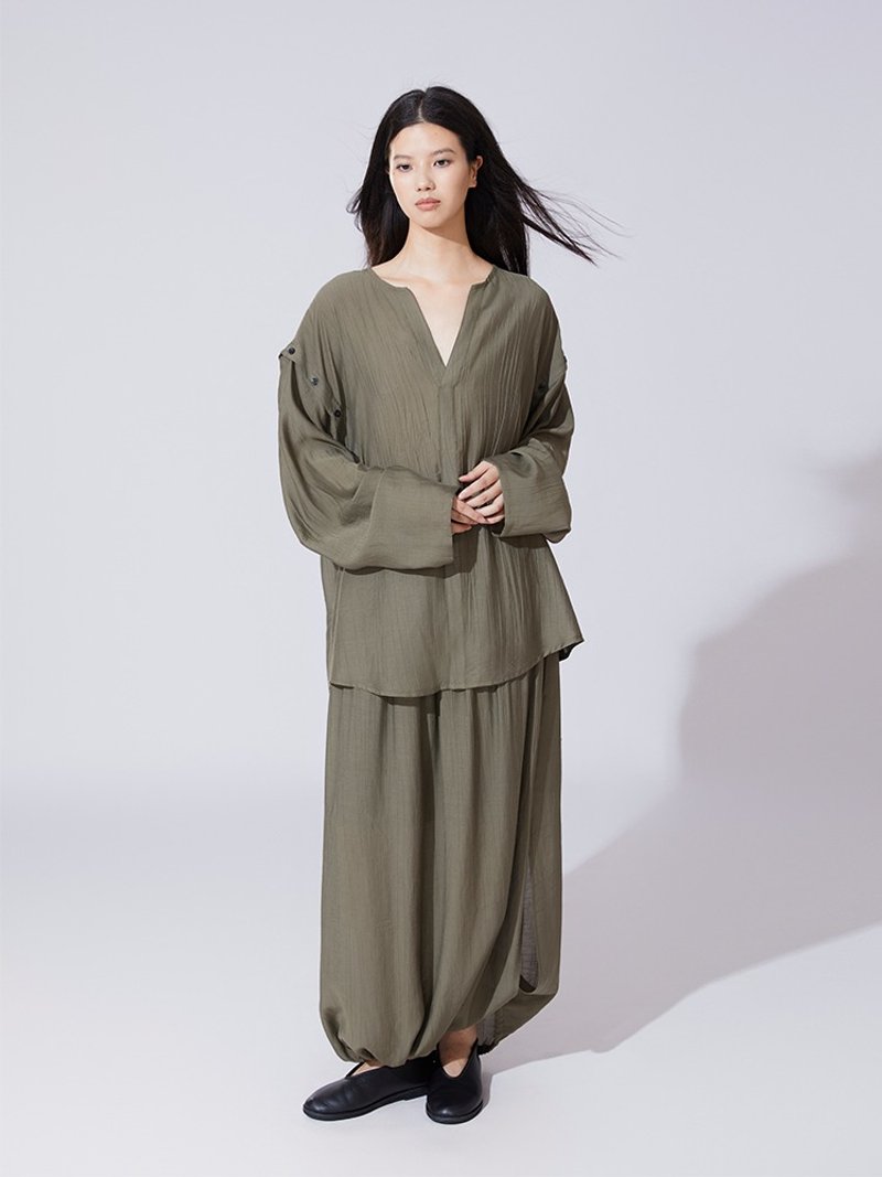 抽绳下摆半身裙 - 裙子 - 其他材质 