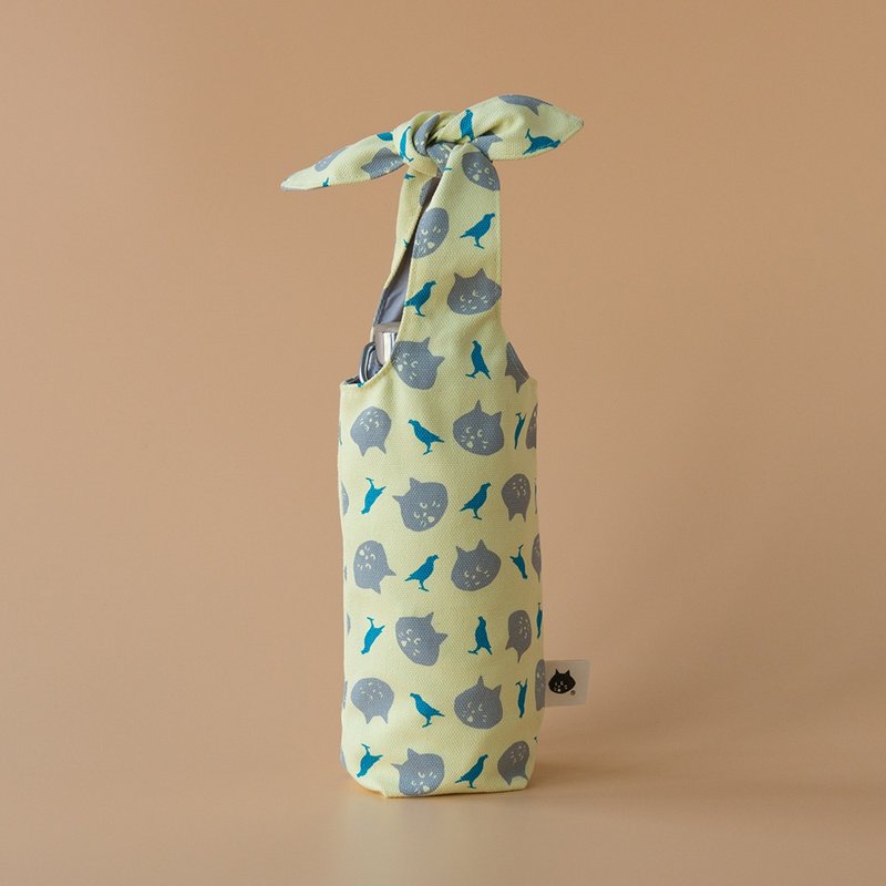 兔耳水壶袋/にゃー x inBlooom 月亮黄 - 随行杯提袋/水壶袋 - 棉．麻 黄色