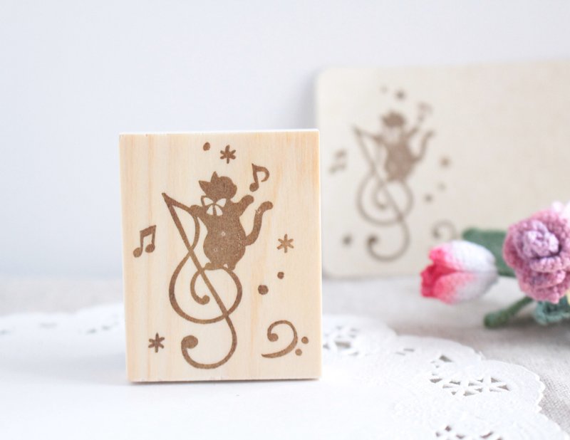 音楽大好き子猫のスタンプ - 印章/印台 - 橡胶 透明