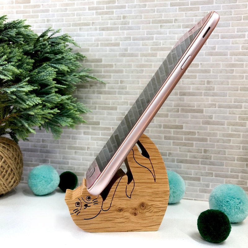 躺躺猫厚片手机座  白橡木 - 手机座/防尘塞 - 木头 咖啡色