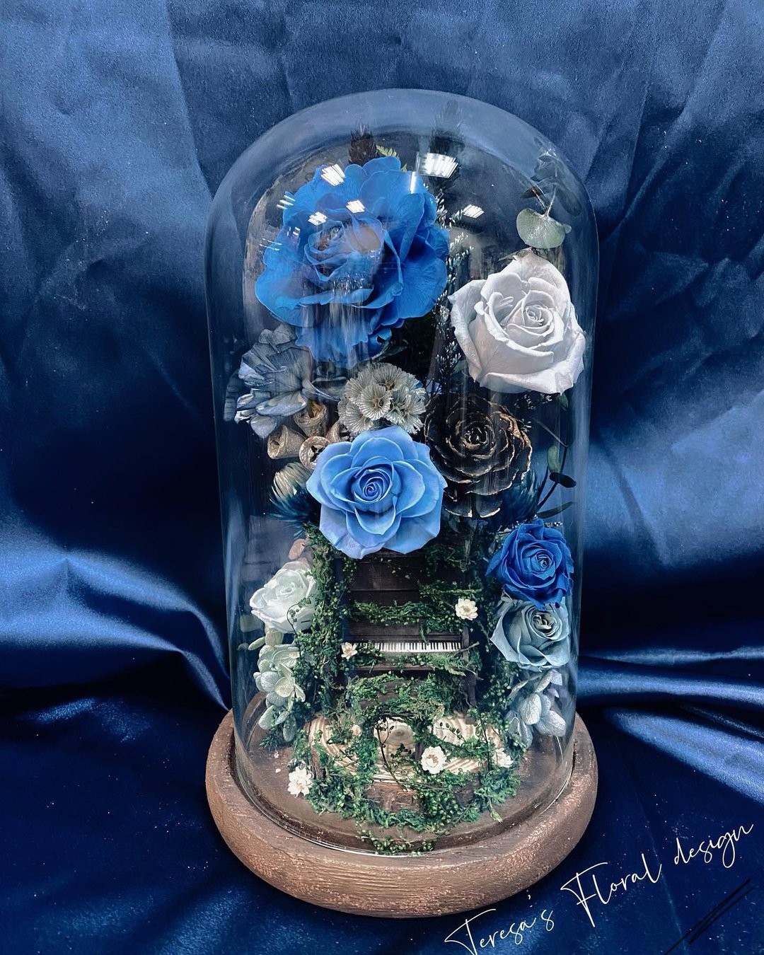 永生花大型玻璃盅 - 干燥花/捧花 - 玻璃 