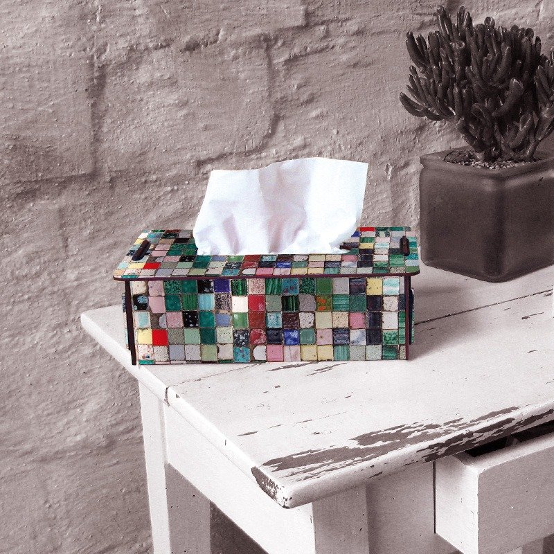 德国 Werkhaus 环保木制面纸盒-马赛克 - 纸巾盒 - 木头 多色