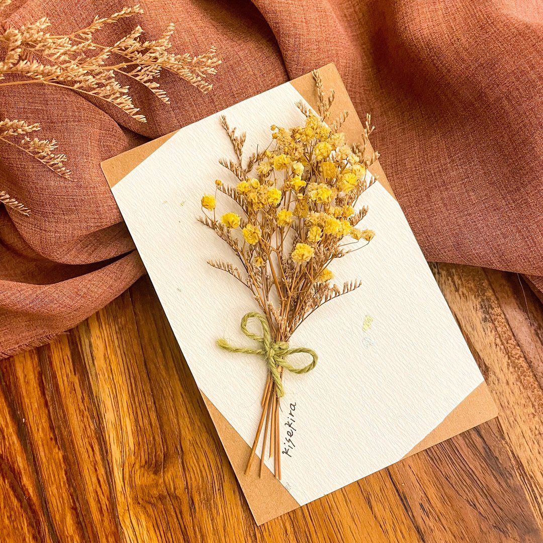 温暖黄满天星花束卡片 - 卡片/明信片 - 植物．花 黄色