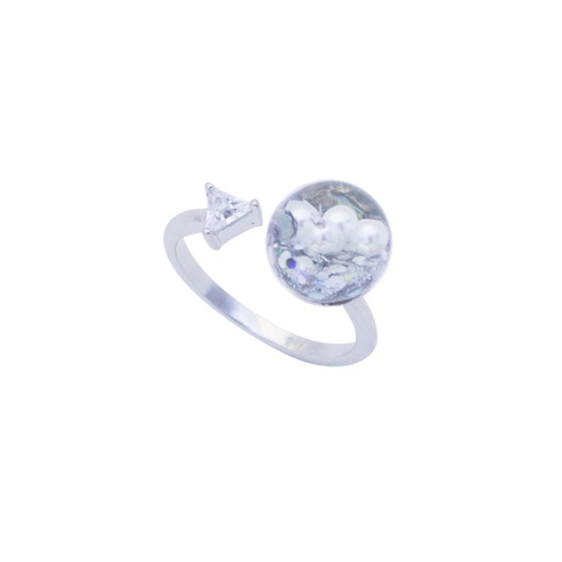 Triangle Cubic Snowball Ring - 戒指 - 玻璃 