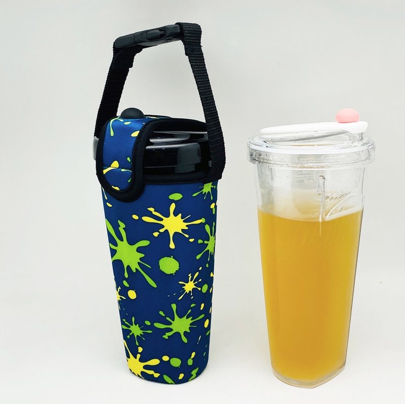 BLR 漂浮珍奶杯 Float 提袋 FT06 蓝底泼墨 - 随行杯提袋/水壶袋 - 聚酯纤维 蓝色