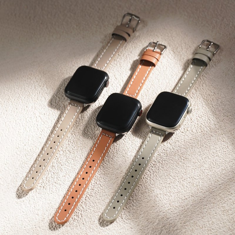 APPLE WATCH-车线圆尾细皮革表带 - 表带 - 真皮 