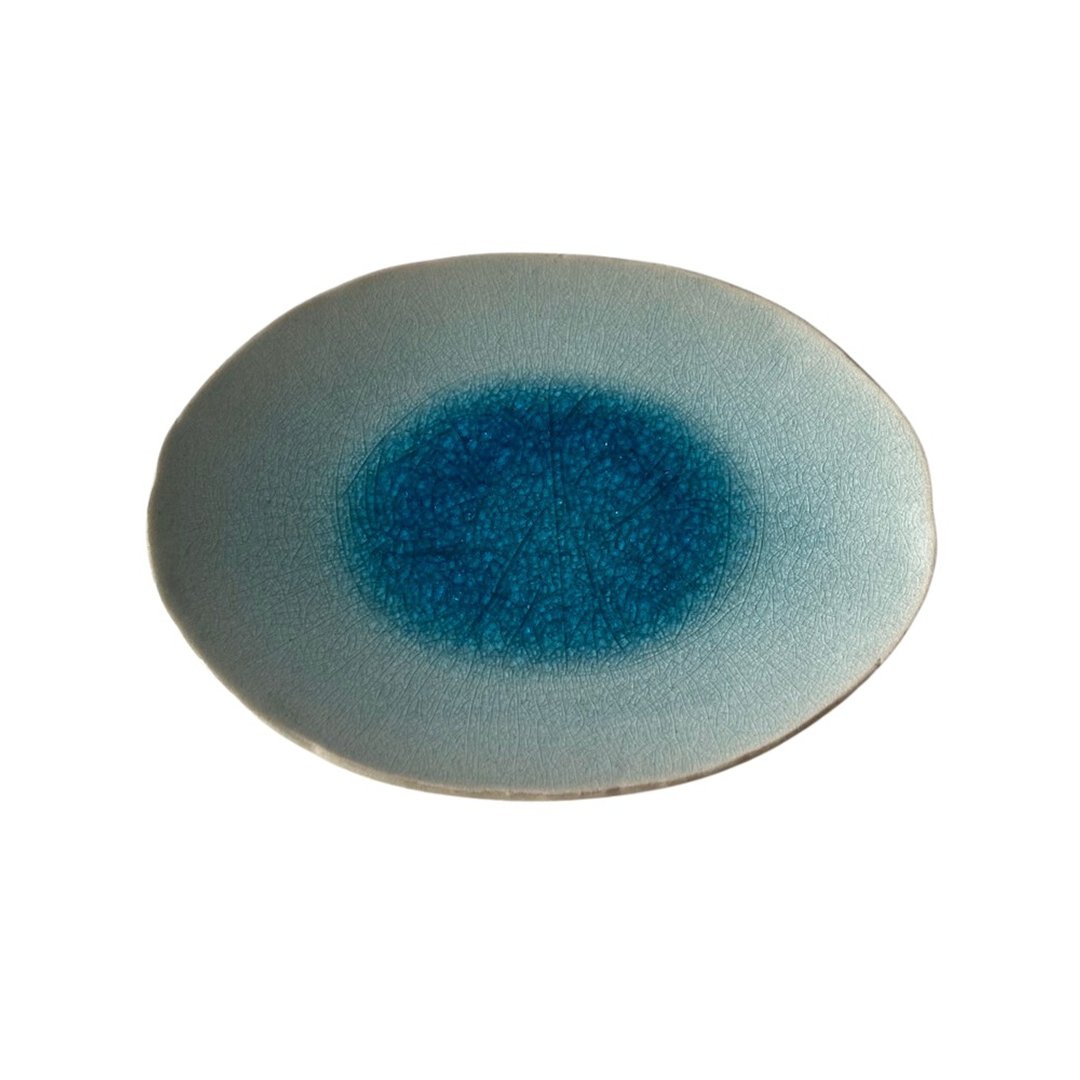 椭圆盘蓝19.5cm - 盘子/餐盘/盘架 - 陶 蓝色