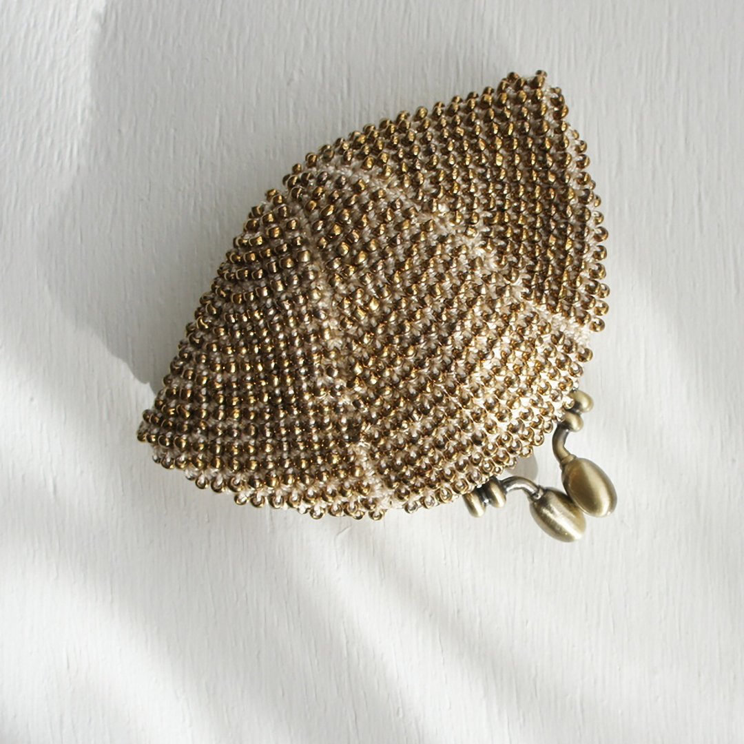 Ba-ba handmade Beads crochet pouch No.1385 - 零钱包 - 其他材质 金色