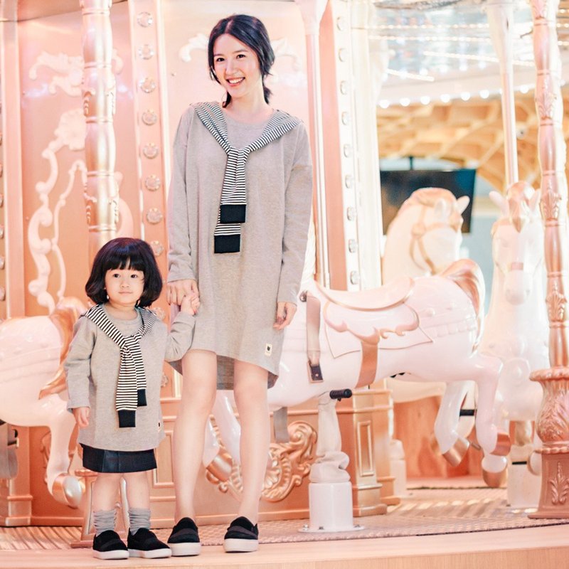 斑马猫躲猫猫妈咪长上衣 - 女装上衣 - 棉．麻 灰色