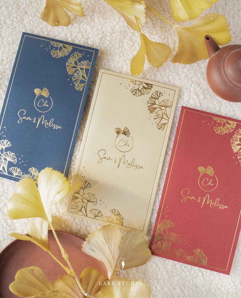 【定制化】银杏烫金长方形利是封人情礼封100入 - 红包/春联 - 纸 红色