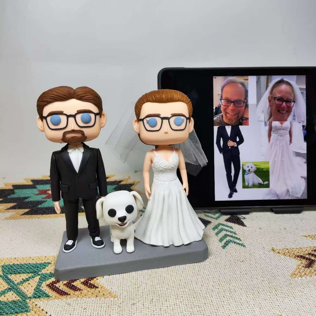 纯手工定制美国Funko Pop 自画像公仔情侣父母夫妻结婚周年礼物 - 玩偶/公仔 - 粘土 多色