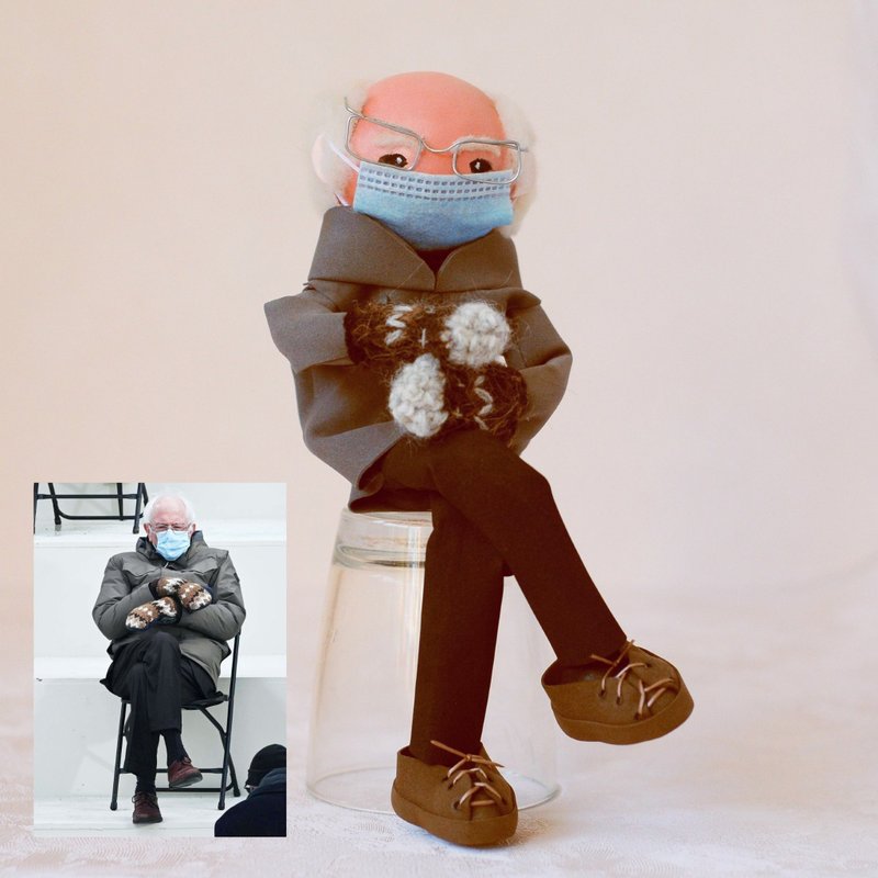 Portrait doll Bernie Sanders. Handmade look a like doll. Custom art doll meme - 订制画像 - 其他材质 多色