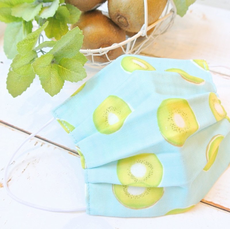 手工立体口罩 可洗涤 日本制纯棉二重纱布 奇异果 天蓝色 成人 - 口罩 - 棉．麻 蓝色