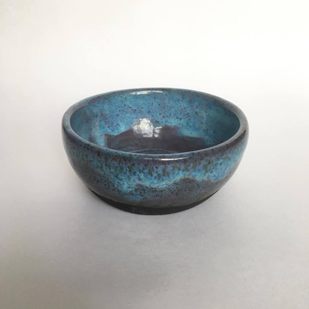 Small Blue, Black and Violet Northern Light Ceramic Bowl - 花瓶/陶器 - 陶 多色