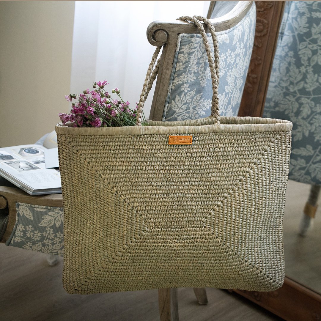 拉菲草钩织手提袋_迷雾森林 / Raffia tote bag / sac en raph - 手提包/手提袋 - 植物．花 