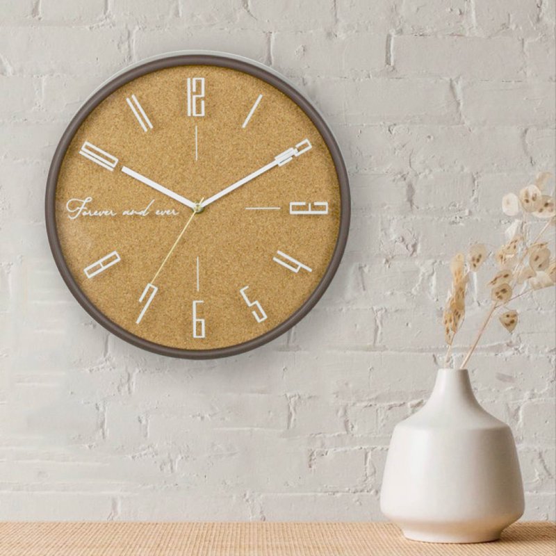 一直一直光之时 12 寸软木塞挂钟时钟 - 时钟/闹钟 - 塑料 卡其色