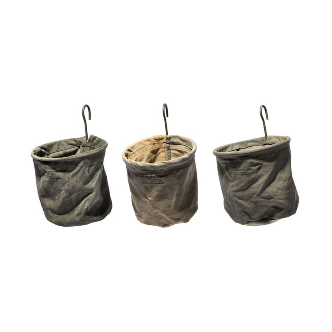 VINTAGE TENT FABRIC HOOK BASKET 复古仿旧帐篷布圆筒提袋-小 - 收纳用品 - 棉 卡其色